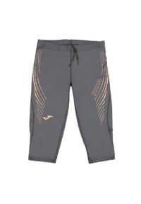 Joma - Męskie Spodenki Do Biegania 3/4 Długości Z Logo. Kolor: szary. Sport: turystyka piesza