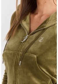 Juicy Couture - JUICY COUTURE Damska zielona bluza Madison Hoodie, Rozmiar S. Okazja: na co dzień. Kolor: zielony. Materiał: materiał, poliester, elastan. Styl: elegancki, casual, sportowy #7