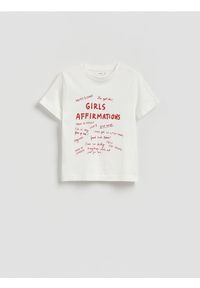 Reserved - T-shirt z nadrukiem - biały. Kolor: biały. Materiał: dzianina, bawełna. Wzór: nadruk #1