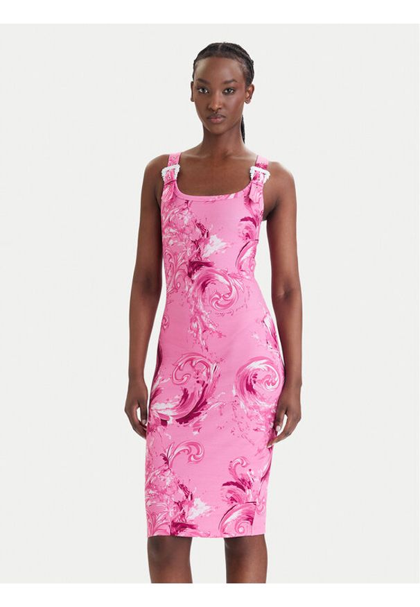 Versace Jeans Couture Sukienka codzienna 80HAO943 JS550 Różowy Slim Fit. Okazja: na co dzień. Kolor: różowy. Materiał: bawełna. Typ sukienki: proste. Styl: casual