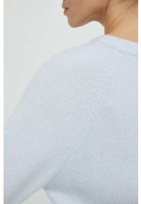 Samsoe & Samsoe - Samsoe Samsoe sweter z domieszką wełny damski kolor niebieski lekki. Kolor: niebieski. Materiał: wełna. Długość rękawa: raglanowy rękaw. Wzór: gładki #3