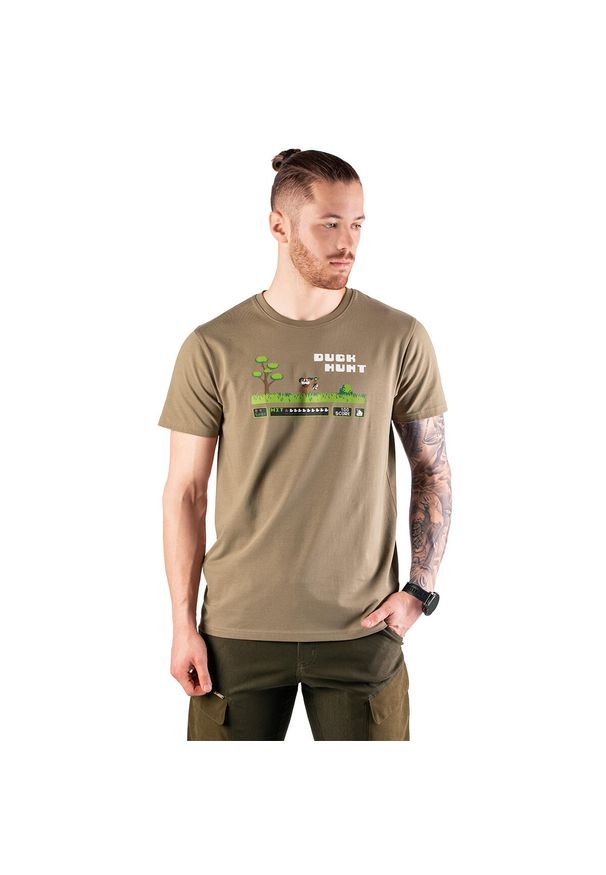 TAGART - T-shirt myśliwski męski Tagart FNT Duckhunt Beige z nadrukiem. Kolor: beżowy. Wzór: nadruk