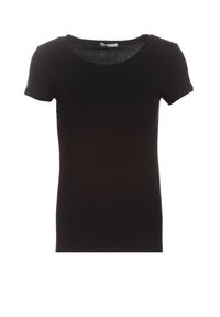 Born2be - Czarny T-shirt Gathanthei. Okazja: na co dzień, do domu. Kolor: czarny. Materiał: dzianina, bawełna, dresówka, jeans. Długość rękawa: krótki rękaw. Długość: krótkie. Wzór: gładki. Styl: casual, klasyczny, sportowy #2
