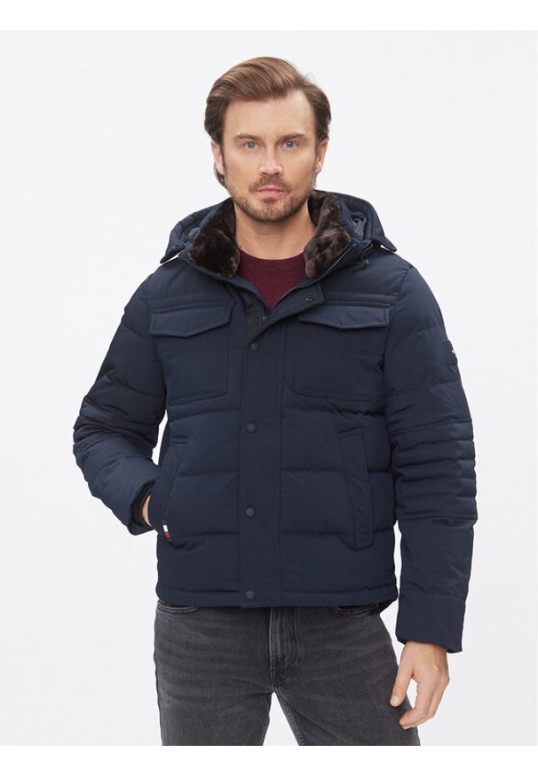 TOMMY HILFIGER - Tommy Hilfiger Kurtka puchowa Rockie MW0MW32790 Granatowy Regular Fit. Kolor: niebieski. Materiał: syntetyk, puch