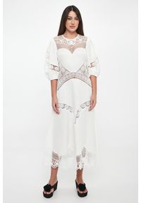 Twinset Milano - Sukienka midi ażurowa TWINSET. Wzór: ażurowy. Długość: midi #4