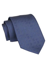 Męski Krawat - Granat, Liście - Angelo di Monti. Kolor: niebieski. Materiał: tkanina. Styl: elegancki, wizytowy #1