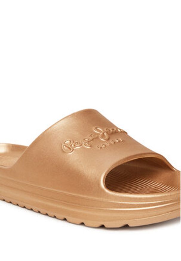 Pepe Jeans Klapki Beach Slidemet PLS70165 Złoty. Kolor: złoty