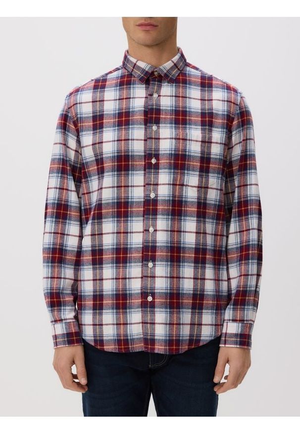 Reserved - Koszula regular fit w kratę - czerwony. Kolor: czerwony. Materiał: tkanina, bawełna