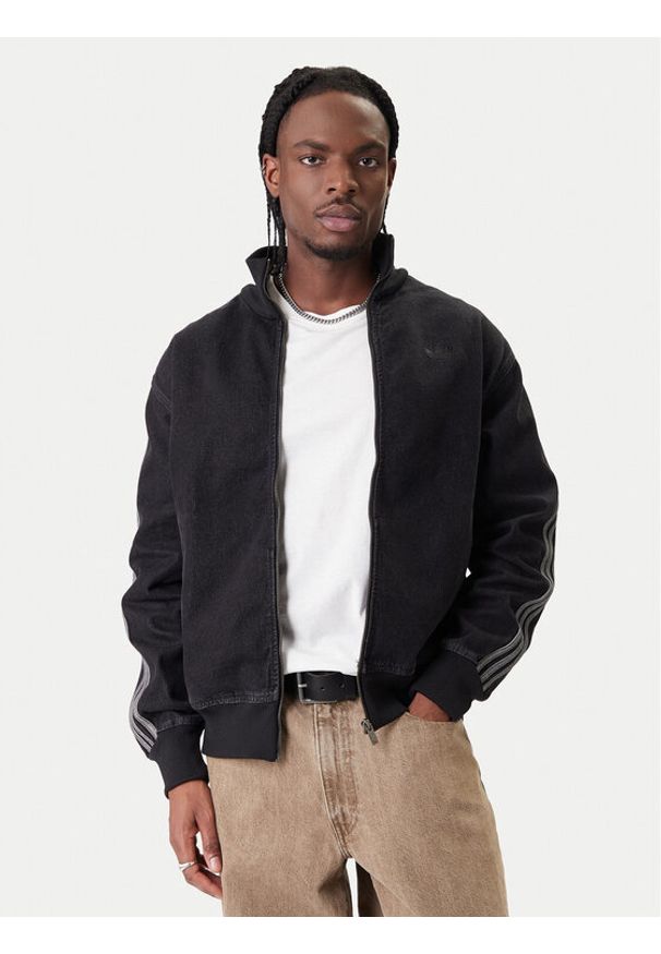 Adidas - adidas Bluza adicolor Denim Firebird KD1516 Czarny Loose Fit. Kolor: czarny. Materiał: bawełna