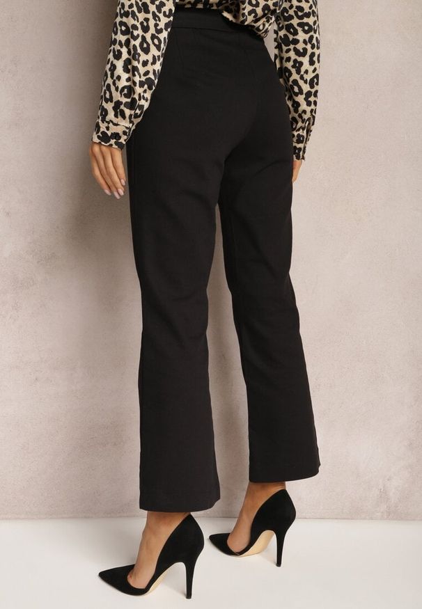 Renee - Czarne Garniturowe Spodnie z Rozszerzanymi Nogawkami High Waist Stagiona. Stan: podwyższony. Kolor: czarny. Styl: klasyczny