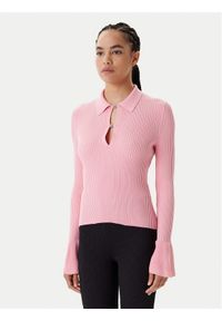 Hugo - HUGO Sweter Sharro 50542608 Różowy Slim Fit. Kolor: różowy. Materiał: wiskoza