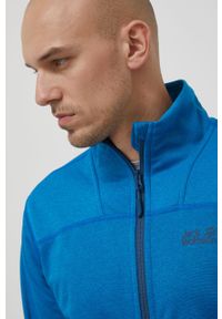 Jack Wolfskin bluza sportowa Horizon męska gładka. Kolor: niebieski. Materiał: polar, skóra, materiał. Wzór: gładki. Styl: sportowy #6