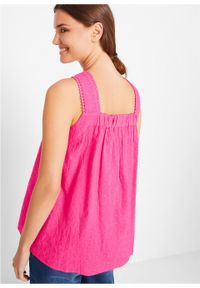 Bluzka bez rękawów bawełniana bonprix różowy pink lady. Kolor: różowy. Materiał: bawełna. Długość rękawa: bez rękawów #2