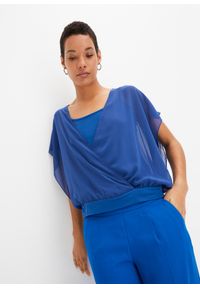 bonprix - Bluzka shirtowa ze zrównoważonego materiału. Kolor: niebieski. Materiał: materiał. Styl: elegancki