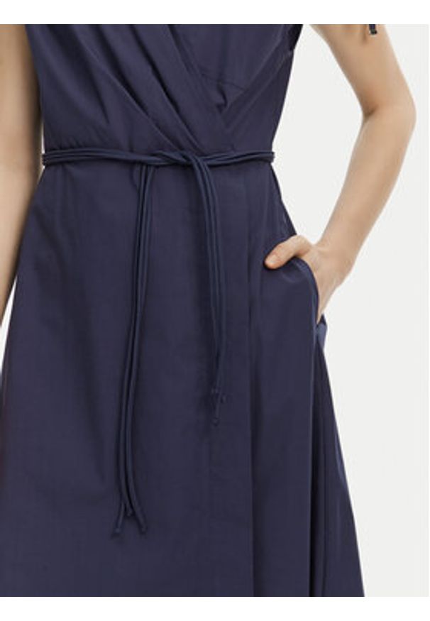Marella Sukienka codzienna Riviera 2513221052 Granatowy Relaxed Fit. Okazja: na co dzień. Kolor: niebieski. Materiał: bawełna. Typ sukienki: proste. Styl: casual