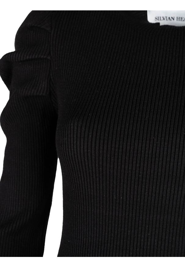 Silvian Heach Sukienka | PGA22190VE | Kobieta | Czarny. Typ kołnierza: kołnierzyk stójkowy. Kolor: czarny. Materiał: wiskoza, nylon, poliester. Wzór: ze splotem. Typ sukienki: dopasowane. Długość: midi