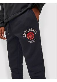 Jack&Jones Junior Spodnie dresowe Logo 12213086 Czarny Regular Fit. Kolor: czarny. Materiał: bawełna #7
