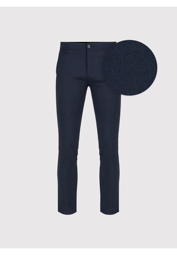 Pako Lorente - PAKO LORENTE – Męskie granatowe spodnie. Kolor: niebieski. Materiał: wiskoza, poliester, elastan. Wzór: gładki. Sezon: wiosna