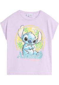 bonprix - Shirt dziewczęcy Disney Stitch. Kolor: fioletowy. Materiał: bawełna. Wzór: motyw z bajki #1