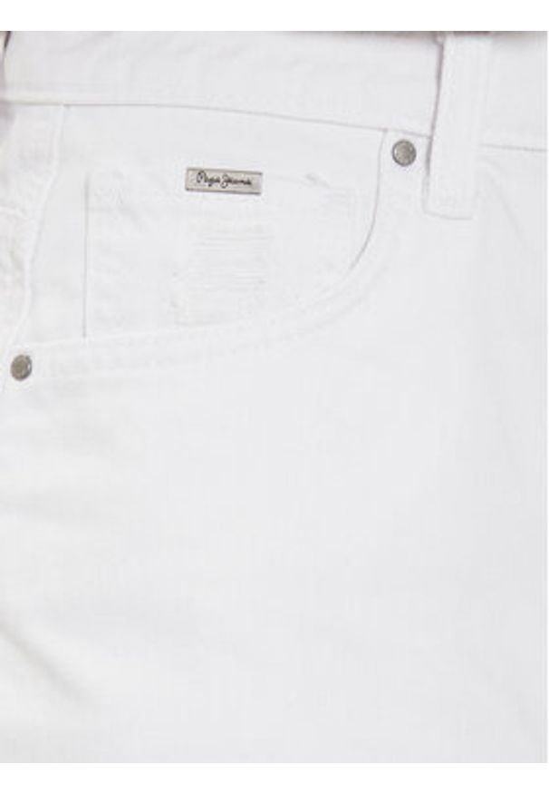 Pepe Jeans Szorty jeansowe A-Line Short Uhw PL801112TC1 Biały Slim Fit. Kolor: biały. Materiał: bawełna