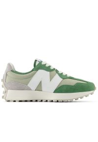 Buty New Balance U327CE - zielone. Okazja: na co dzień. Zapięcie: sznurówki. Kolor: zielony. Materiał: skóra, zamsz, guma. Szerokość cholewki: normalna #1