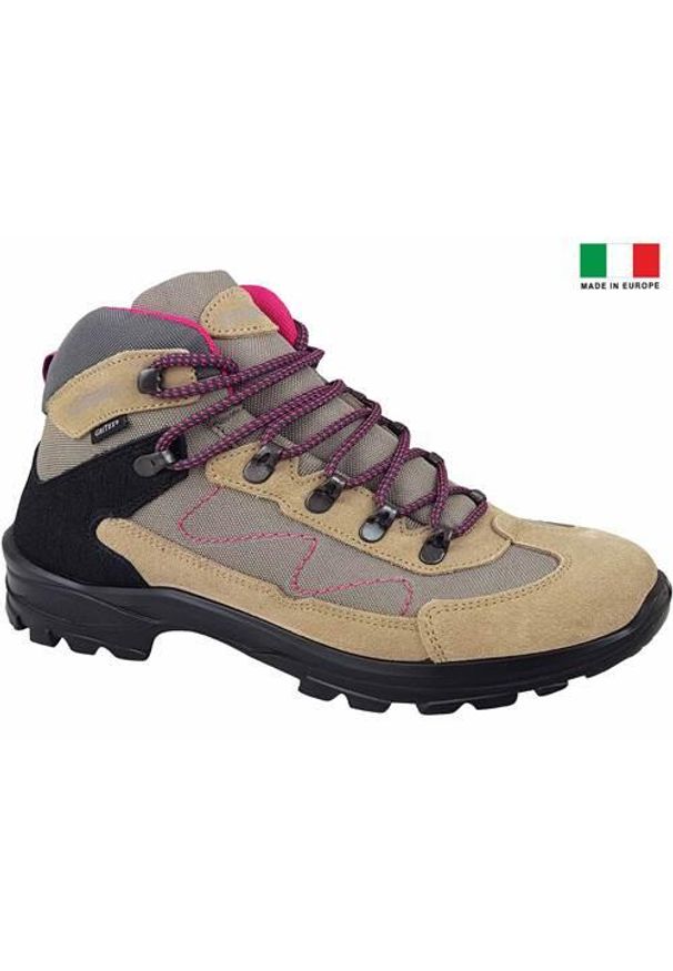 Buty trekkingowe damskie Grisport 14536S27G. Wysokość cholewki: za kostkę. Zapięcie: sznurówki. Kolor: beżowy. Materiał: guma, tkanina, zamsz. Szerokość cholewki: normalna. Styl: sportowy