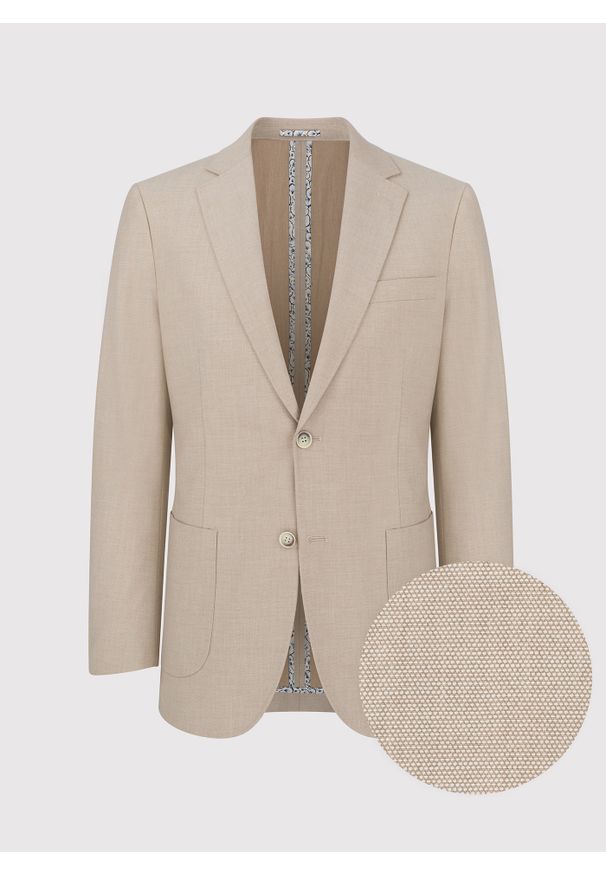 Pako Lorente - PAKO LORENTE – Beżowa marynarka męska bez podszewki. Okazja: na co dzień. Kolor: beżowy. Materiał: jeans. Wzór: gładki. Sezon: wiosna. Styl: casual