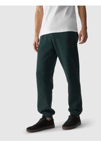 4f - Spodnie dresowe joggery męskie - zielone. Kolor: zielony. Materiał: dresówka. Wzór: napisy