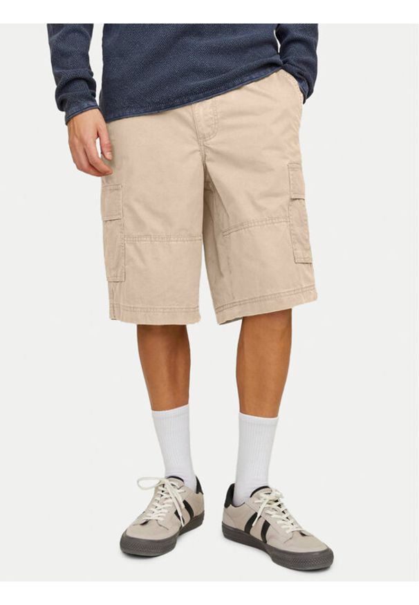 Jack & Jones - Jack&Jones Szorty materiałowe Jpstcole 12253222 Beżowy Loose Fit. Kolor: beżowy. Materiał: bawełna
