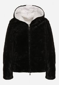 Born2be - Biała Pikowana Kurtka z Kapturem o Dwustronnym Kroju Tahalia. Okazja: na spacer. Typ kołnierza: kaptur. Kolor: biały. Materiał: dzianina, poliester, wełna, jeans, futro #5