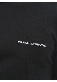 Pako Lorente - PAKO LORENTE – Czarny t-shirt męski. Kolor: czarny, niebieski, biały. Materiał: bawełna
