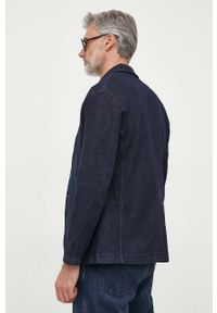 Sisley marynarka jeansowa kolor granatowy. Kolor: niebieski. Materiał: jeans. Wzór: aplikacja. Styl: klasyczny #3