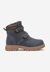 Born2be - Granatowe Traperki Botki z Rzepami Ozime. Okazja: na co dzień, na spacer. Nosek buta: okrągły. Zapięcie: rzepy. Kolor: niebieski. Materiał: jeans. Wzór: aplikacja. Styl: klasyczny, casual, elegancki