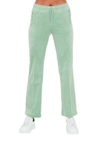 Juicy Couture - JUICY COUTURE Seledynowe spodnie dresowe Tina. Kolor: niebieski. Materiał: dresówka #5