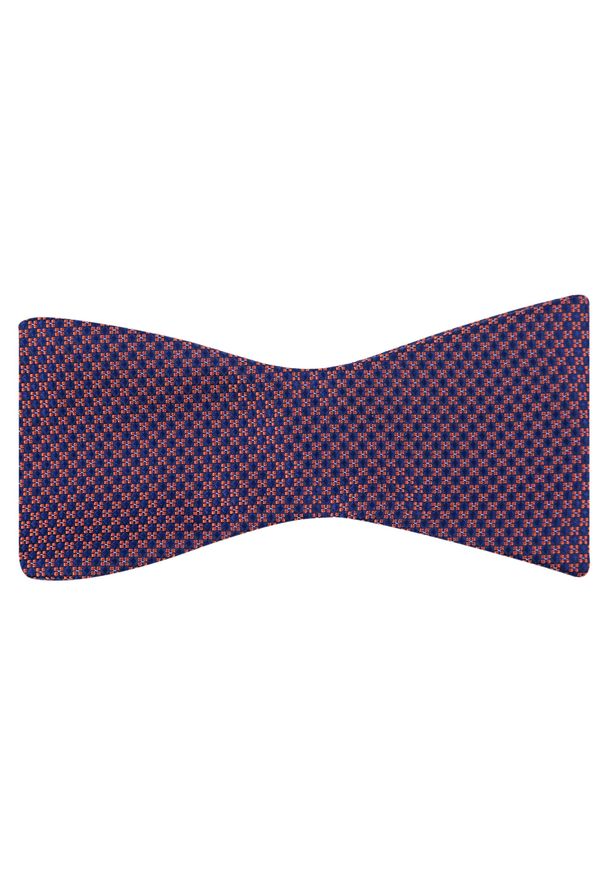 Modini - Granatowo-czerwona mucha męska wiązana W92. Kolor: wielokolorowy, czerwony, niebieski. Materiał: poliester, tkanina. Styl: elegancki
