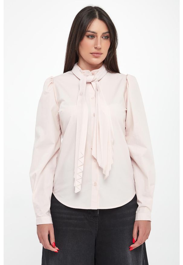 Twinset Milano - Koszula damska z popeliny z szarfą TWINSET