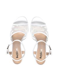 Baldinini - BALDININI - Białe skórzane sandały na słupku. Zapięcie: sprzączka. Kolor: biały. Materiał: skóra. Obcas: na słupku. Styl: klasyczny #6