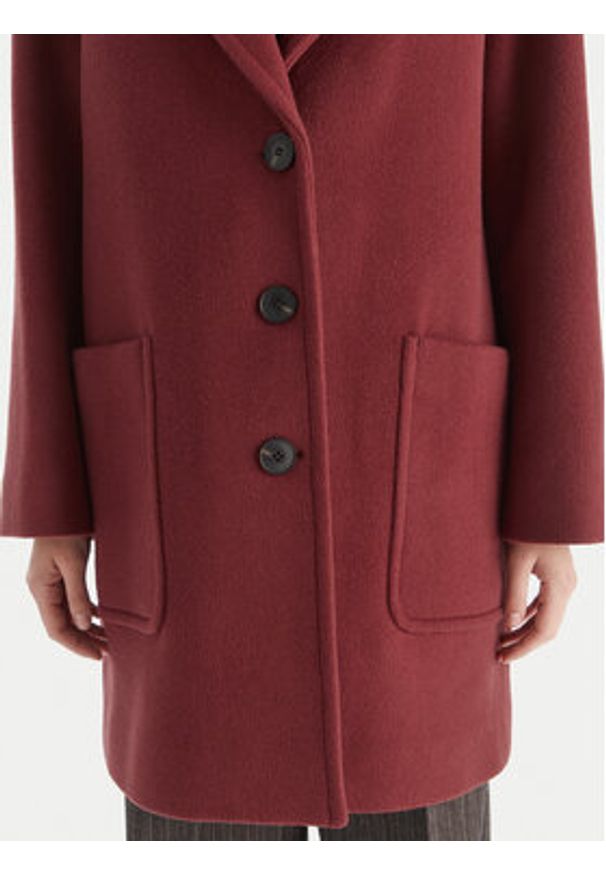 MAX&Co. Płaszcz wełniany 2526016023200 Bordowy Regular Fit. Kolor: czerwony. Materiał: wełna
