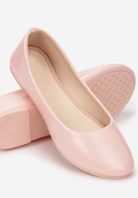 Renee - Różowe Balerinki Nysaxise. Nosek buta: okrągły. Kolor: różowy. Materiał: lakier. Wzór: jednolity. Obcas: na płaskiej podeszwie #2