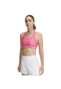 Under Armour Crossback Mid Bra Top Damskie. Kolor: różowy. Styl: sportowy #1