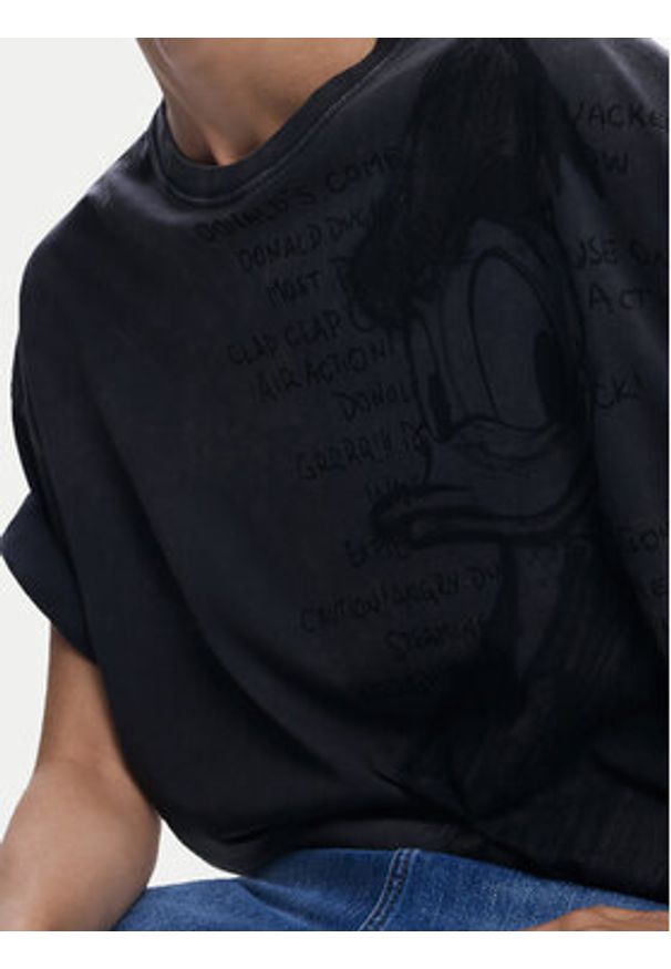 Desigual T-Shirt Donald 25SWTKAH Szary Loose Fit. Kolor: szary. Materiał: bawełna