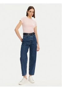 Tommy Jeans T-Shirt DW0DW20459 Różowy Slim Fit. Kolor: różowy. Materiał: bawełna #5