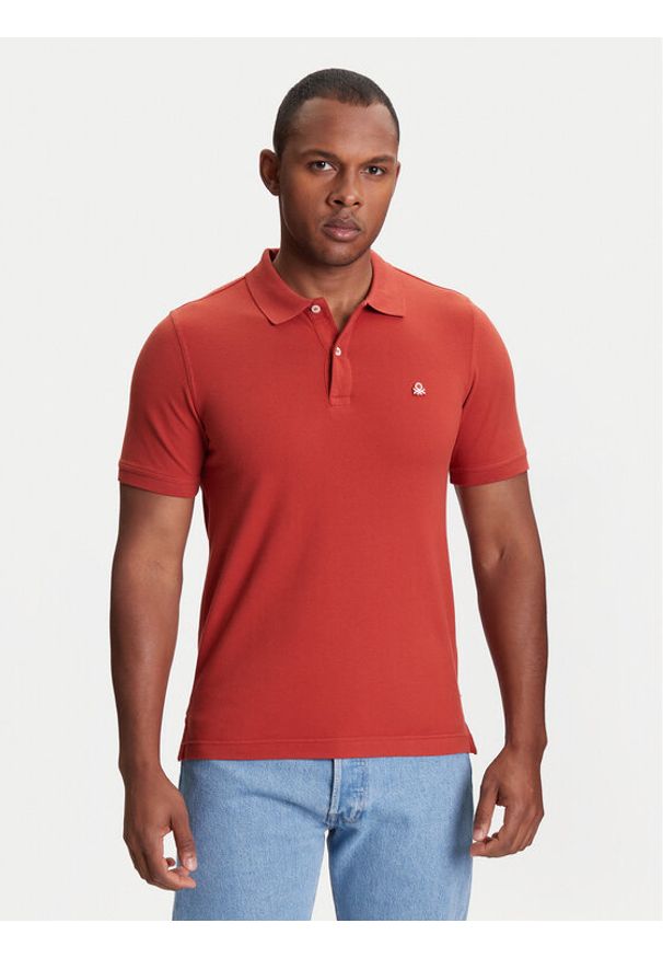 United Colors of Benetton - United Colors Of Benetton Polo 3WG9U301Z Czerwony Slim Fit. Typ kołnierza: polo. Kolor: czerwony. Materiał: bawełna