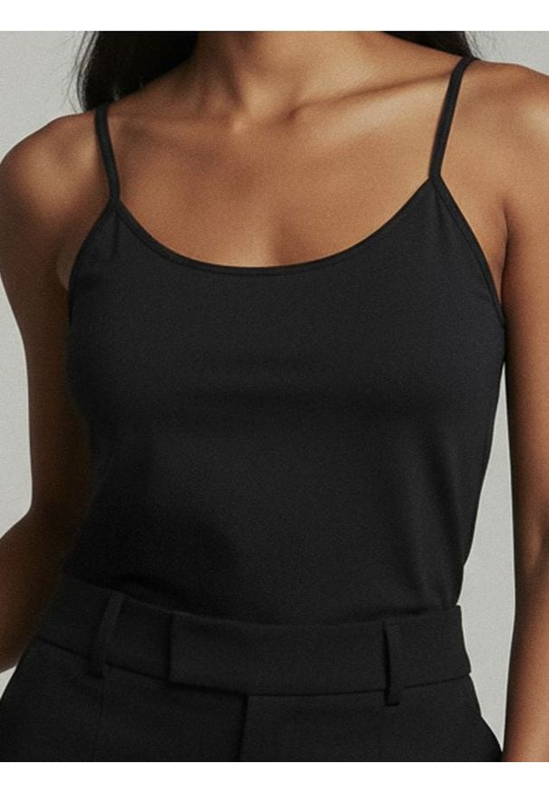 Sinsay - Top - czarny. Kolor: czarny. Długość rękawa: na ramiączkach