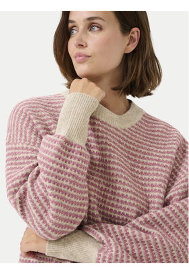 Kaffe Sweter Ellery 10509032 Różowy Loose Fit. Kolor: różowy. Materiał: syntetyk