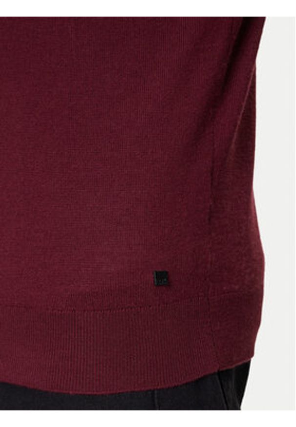 Karl Lagerfeld - KARL LAGERFELD Sweter 655005 554399 Bordowy Slim Fit. Typ kołnierza: dekolt w karo. Kolor: czerwony. Materiał: wełna