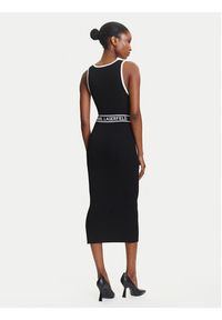 Karl Lagerfeld - KARL LAGERFELD Sukienka codzienna A3W13039 Czarny Slim Fit. Okazja: na co dzień. Typ kołnierza: dekolt w karo. Kolor: czarny. Materiał: syntetyk, wiskoza. Typ sukienki: proste. Styl: casual #5