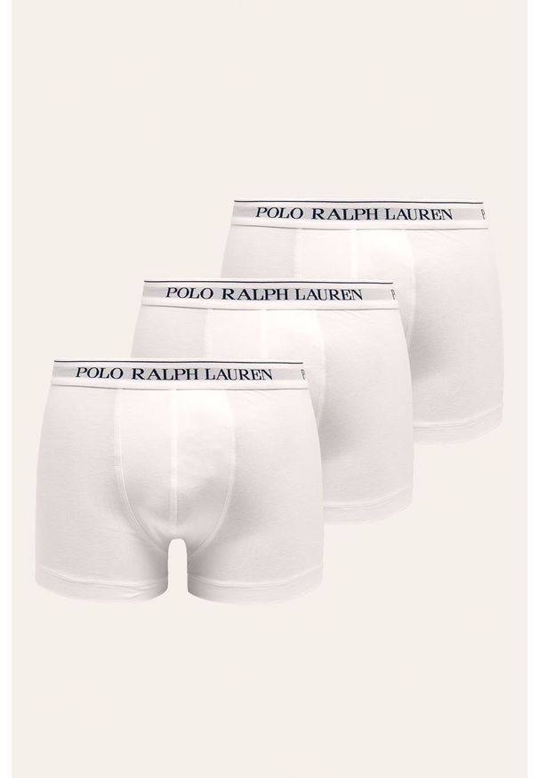 Polo Ralph Lauren - Bokserki (3 pack). Kolor: biały. Materiał: bawełna, materiał, dzianina, elastan. Wzór: gładki