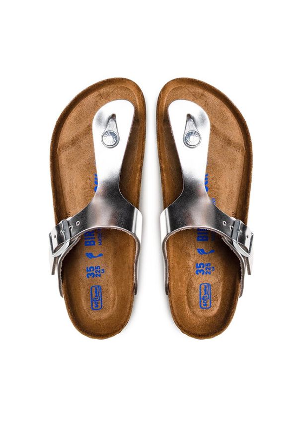 Birkenstock Japonki Gizeh Bs 1003675 Srebrny. Kolor: srebrny. Materiał: skóra
