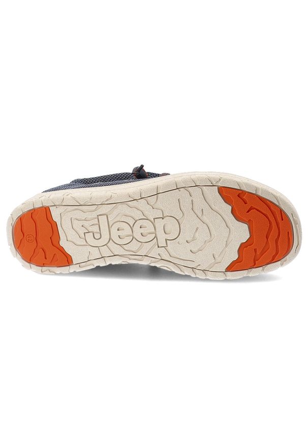 Granatowe Półbuty Jeep Modne Obuwie Męskie. Okazja: na co dzień. Kolor: niebieski. Materiał: dzianina. Szerokość cholewki: normalna. Styl: casual